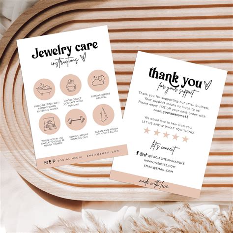 Jewellery Care Card Template